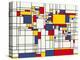 Mondrian Abstract World Map-Michael Tompsett-Stretched Canvas