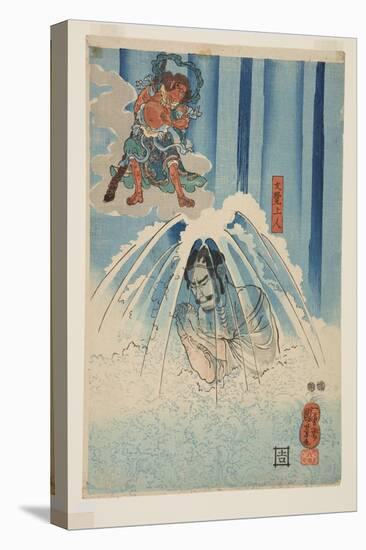 Mongaku Shonin under the Waterfall (Bottom) (Colour Woodblock Print)-Utagawa Kuniyoshi-Premier Image Canvas