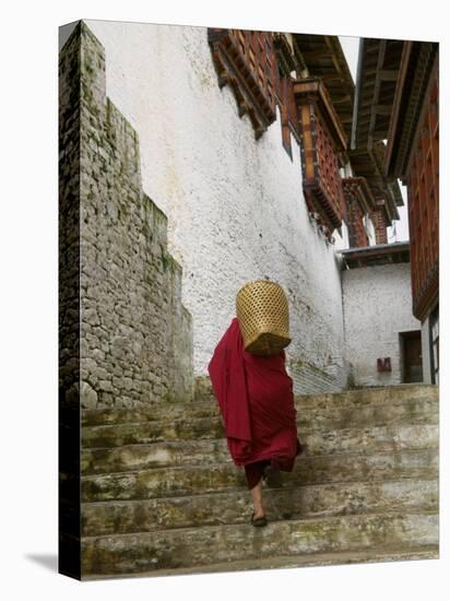 Monk Carrying Basket in Trongsa Dzong, Bhutan-Keren Su-Premier Image Canvas