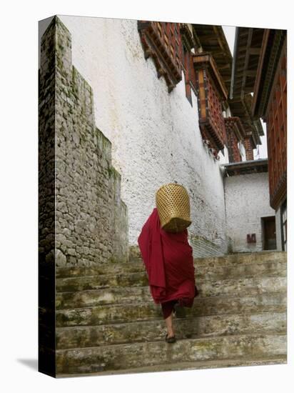 Monk Carrying Basket in Trongsa Dzong, Bhutan-Keren Su-Premier Image Canvas