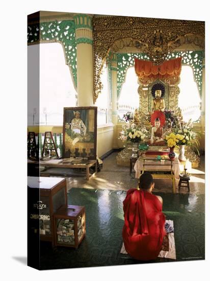 Monk Worshipping, Kuthodaw Pagoda, Mandalay, Myanmar (Burma)-Upperhall-Premier Image Canvas