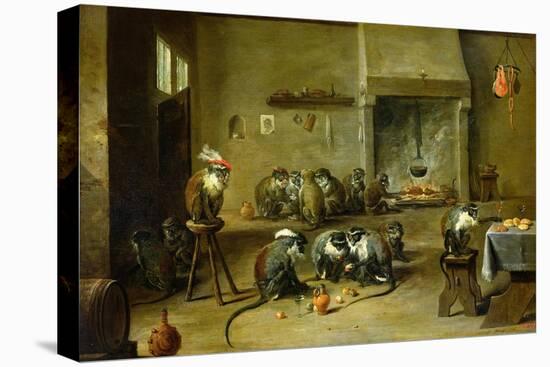 Monkeys in a Kitchen, circa 1645-David Teniers the Younger-Premier Image Canvas