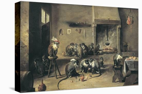 Monkeys in the Kitchen-David Teniers the Younger-Stretched Canvas