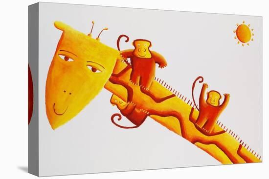 Monkeys Sliding Down Giraffe's Neck, 2002-Julie Nicholls-Premier Image Canvas