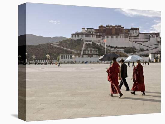 Monks Carrying Umbrellas to Shield Against the Sun, in Front of the Potala Palace, Tibet-Don Smith-Premier Image Canvas