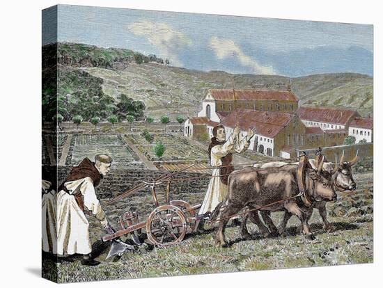 Monks Plowing the Land with Oxen, Germany (1872)-Prisma Archivo-Premier Image Canvas