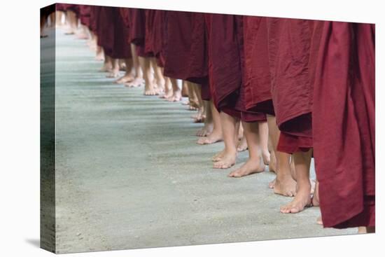 Monks Waiting in Line at Mahagandayon Monastery, Amarapura, Myanmar-Keren Su-Premier Image Canvas