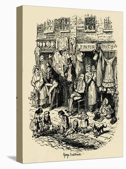 'Monmouth Street, Soho, an illustration by G. Cruikshank for Dickens' Sketches by Boz. ', (1938)-George Cruikshank-Premier Image Canvas