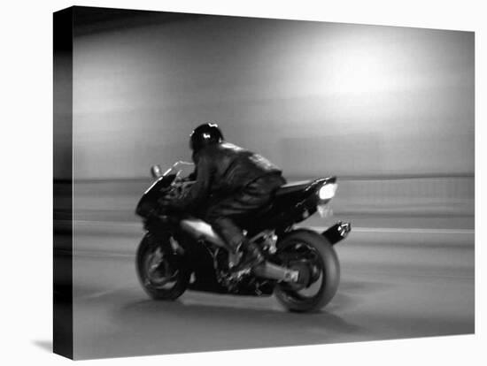 Monochromatic Image of a Motorcycle Rider-null-Premier Image Canvas
