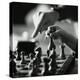 Monochromatic Image of an Adult and Child Playing Chess-null-Premier Image Canvas