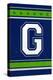 Monogram - Game Day - Blue and Green - G-Lantern Press-Stretched Canvas