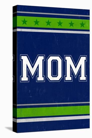 Monogram - Game Day - Blue and Green - Mom-Lantern Press-Stretched Canvas