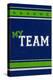 Monogram - Game Day - Blue and Green - My Team-Lantern Press-Stretched Canvas