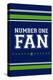 Monogram - Game Day - Blue and Green - Number One Fan-Lantern Press-Stretched Canvas