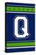 Monogram - Game Day - Blue and Green - Q-Lantern Press-Stretched Canvas