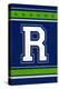 Monogram - Game Day - Blue and Green - R-Lantern Press-Stretched Canvas