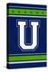 Monogram - Game Day - Blue and Green - U-Lantern Press-Stretched Canvas