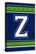 Monogram - Game Day - Blue and Green - Z-Lantern Press-Stretched Canvas