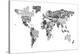 Monotone Text Map of the World-Michael Tompsett-Stretched Canvas