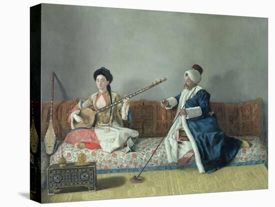 Monsieur Levett and Mademoiselle Helene Glavany in Turkish Costumes-Jean-Etienne Liotard-Premier Image Canvas