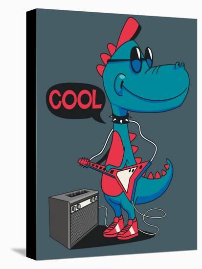 Monster, Dinosaur Rock Star Vector Design for Tee Shirt-braingraph-Stretched Canvas