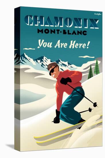 Mont Blanc, Chamonix, You Are Here!-Michael Crampton-Stretched Canvas