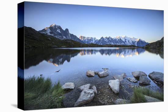 Mont Blanc Range Reflected at Sunrise from the Shore of Lac Des Cheserys-Roberto Moiola-Premier Image Canvas