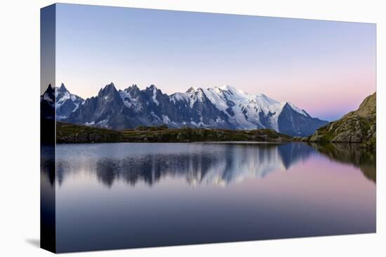 Mont Blanc Reflected During Twilight in Lac Des Cheserys, Haute Savoie, French Alps, France-Roberto Moiola-Premier Image Canvas