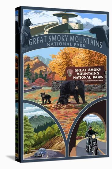 Montage - Great Smoky Mountains National Park, TN-Lantern Press-Stretched Canvas