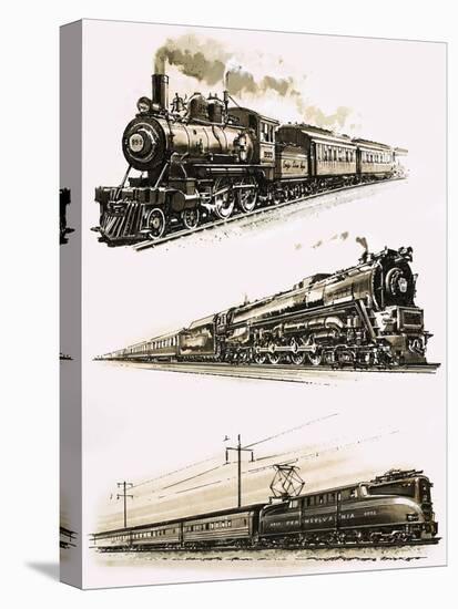 Montage of Us Trains-John S. Smith-Premier Image Canvas