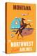 Montana - Fly Northwest Orient Airlines - Vintage Airline Travel Poster, 1950s-Pacifica Island Art-Stretched Canvas