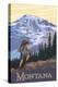 Montana - Hiking Scene-Lantern Press-Stretched Canvas