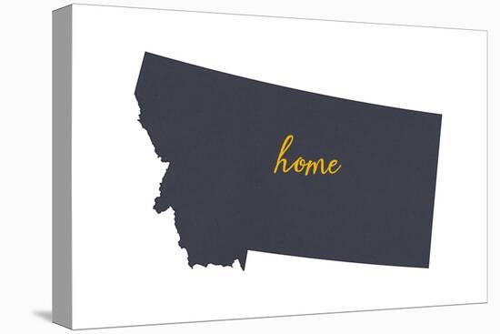 Montana - Home State - Gray on White-Lantern Press-Stretched Canvas