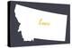 Montana - Home State - White on Gray-Lantern Press-Stretched Canvas