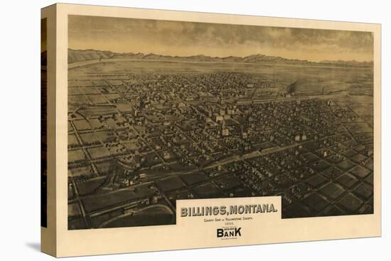 Montana - Panoramic Map of Billings-Lantern Press-Stretched Canvas