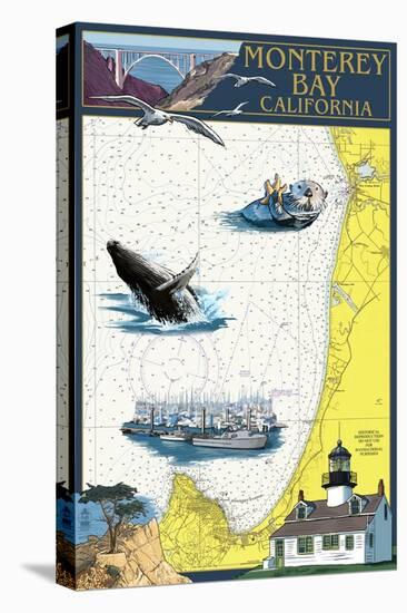 Monterey Bay, CA - Nautical Chart-Lantern Press-Stretched Canvas