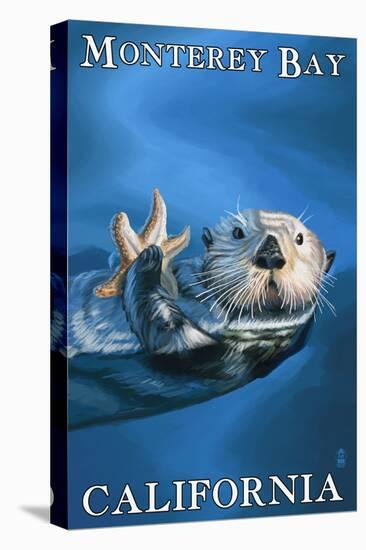 Monterey Bay, California - Sea Otter-Lantern Press-Stretched Canvas