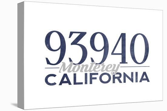 Monterey, California - 93940 Zip Code (Blue)-Lantern Press-Stretched Canvas