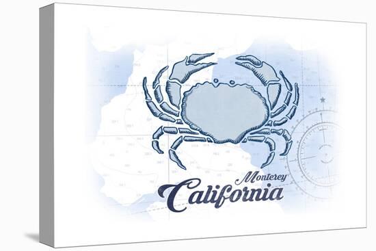 Monterey, California - Crab - Blue - Coastal Icon-Lantern Press-Stretched Canvas