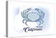 Monterey, California - Crab - Blue - Coastal Icon-Lantern Press-Stretched Canvas