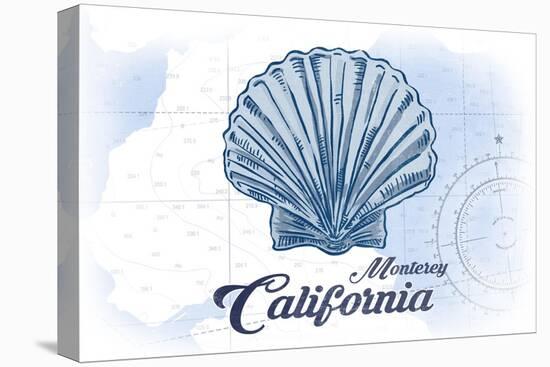 Monterey, California - Scallop Shell - Blue - Coastal Icon-Lantern Press-Stretched Canvas