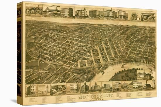 Montgomery, Alabama - Panoramic Map-Lantern Press-Stretched Canvas