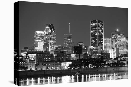 Montreal over River at Dusk with City Lights and Urban Buildings in Black and White-Songquan Deng-Premier Image Canvas