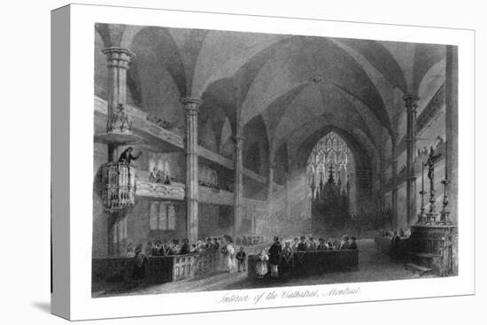 Montreal, Quebec, Canada, Interior View of the Cathedral, Church Scene-Lantern Press-Stretched Canvas