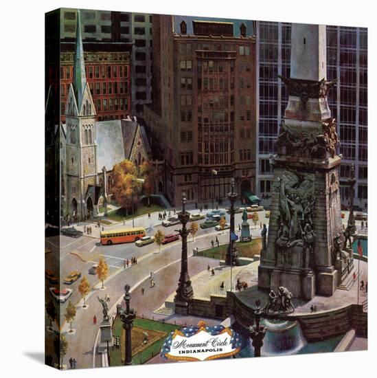 "Monument Circle," October 28, 1961-John Falter-Premier Image Canvas