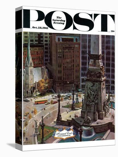 "Monument Circle," Saturday Evening Post Cover, October 28, 1961-John Falter-Premier Image Canvas