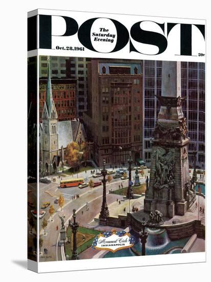 "Monument Circle," Saturday Evening Post Cover, October 28, 1961-John Falter-Premier Image Canvas