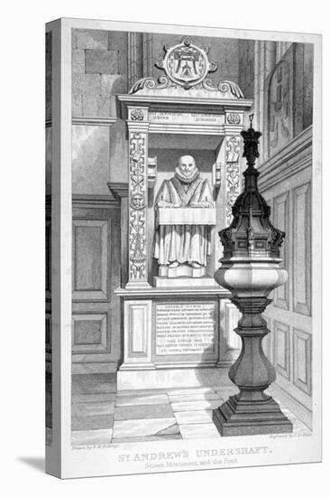 Monument to John Stow and Font in St Andrew Undershaft, 1837-John Le Keux-Premier Image Canvas