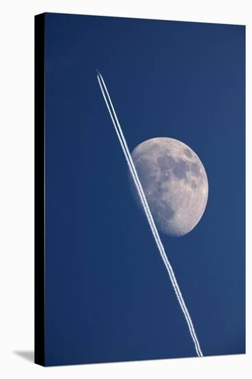 Moon And Aircraft Contrails-Detlev Van Ravenswaay-Premier Image Canvas