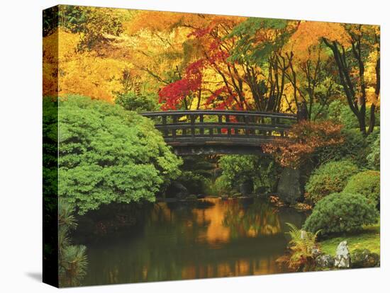 Moon Bridge in Autumn: Portland Japanese Garden, Portland, Oregon, USA-Michel Hersen-Premier Image Canvas